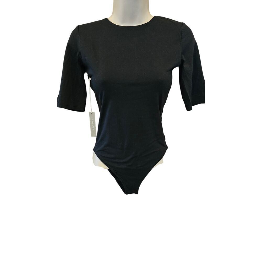 NWT Short-Sleeve Crew Neck Bodysuit everlane sz small black snap close casual